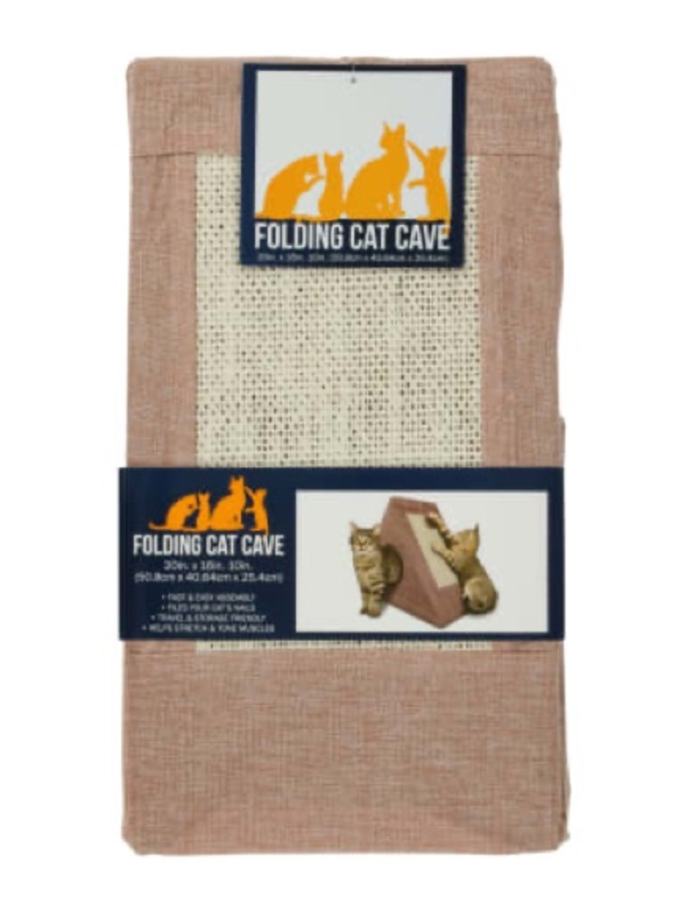 Folding Cat Cave Pet Hideaway - Tan and Cream